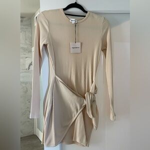 New with tags Superdown Dana wrap mini dress in nude size medium